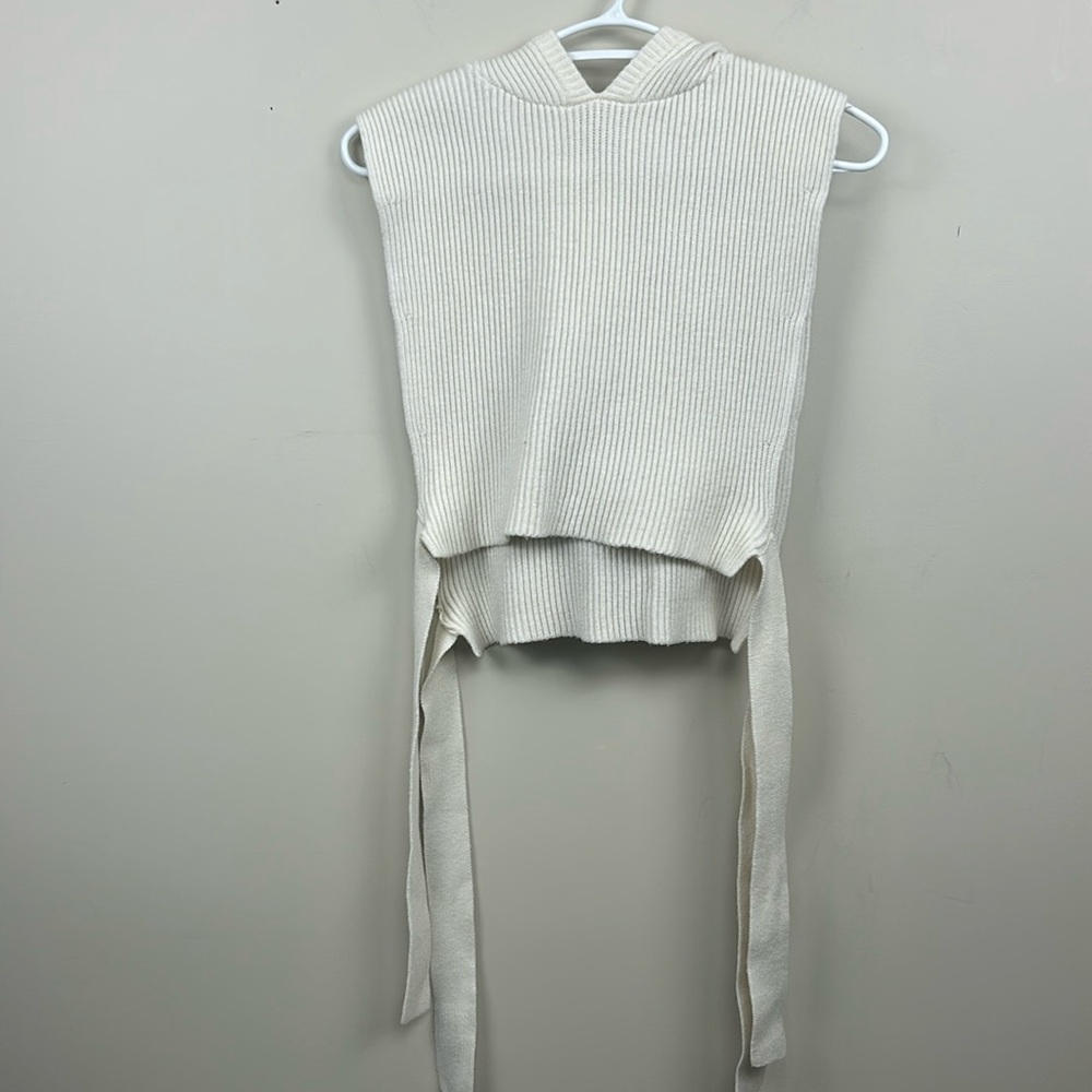 MAJE ivory knit hooded vest one size Euc